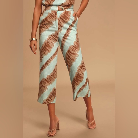 Anthropologie SET Camille Tie-Dye High-Waisted Culottes + Tie-Back Crop Top | M - Picture 6 of 16